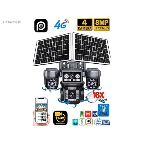 Ztech ZR-Z7PLUS 8MP 4G 4 Lens Çift Solar Panel Kamera