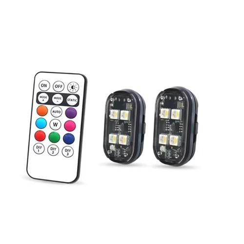 Avc X1 Rgb Kumandalı Şarjlı Çakar Lamba - Çift