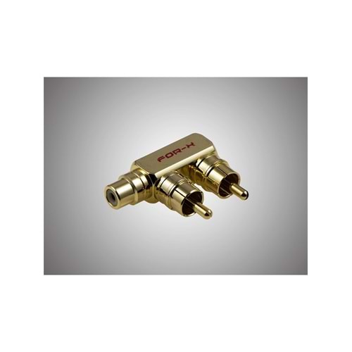 For-X XY-54T 2 RCA Erkek To 1 RCA Dişi Metal Gold Çevirici Jack Birleştirici
