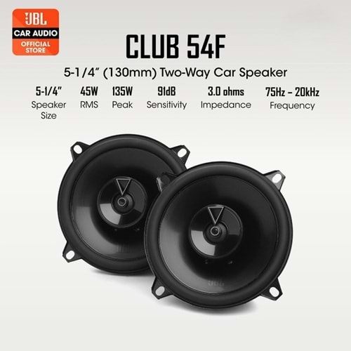 JBL Club 54F 13 Cm 135 Watt 2 Yollu Oto Hoparlör Takımı
