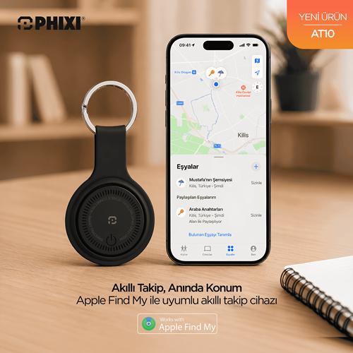 Phixi AT10 Akıllı Eşya Bulucu Takip Etiketi – iOS Bul Uyumlu, Suya Dayanıklı