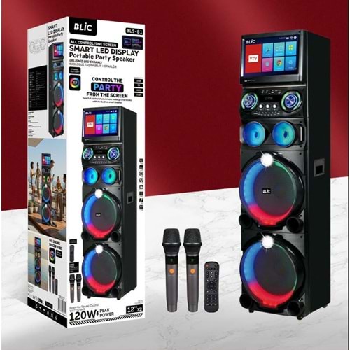 Blic BLS-81 Akıllı LED Ekranlı Parti Hoparlörü 12 Inç RGB Taşınabilir Bluetooth