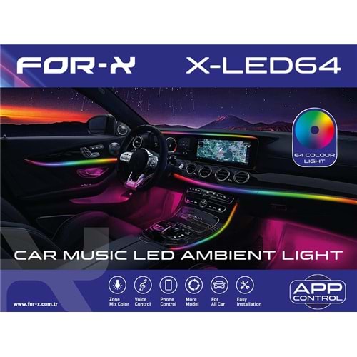 For-x X-LED64 RGB 64 Renk Oto Ambiyans Aydınlatma