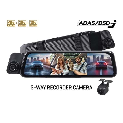 For-x X-966DVR Ayna Tipi Kayıt 3 Kameralı Kamera Sistemi
