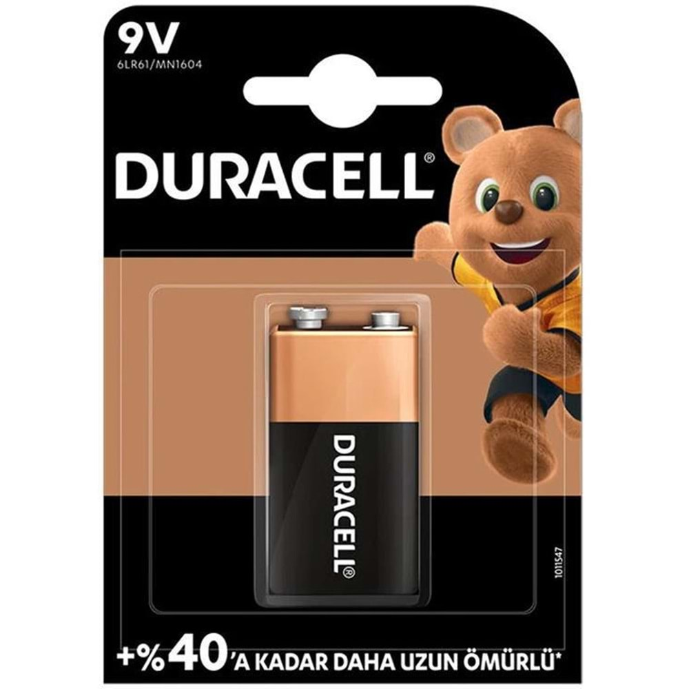 DURACELL 9V 6LR61/MN1604 ALKALINE PİL