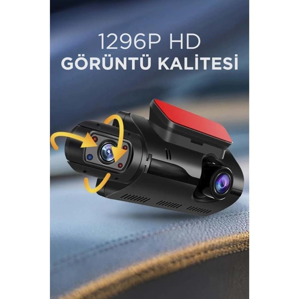 Torima Ta-03 Siyah 1296p Araç Içi 2 Kameralı Lcd Ekranlı Gece Görüşlü , G-sensörlü Kamera