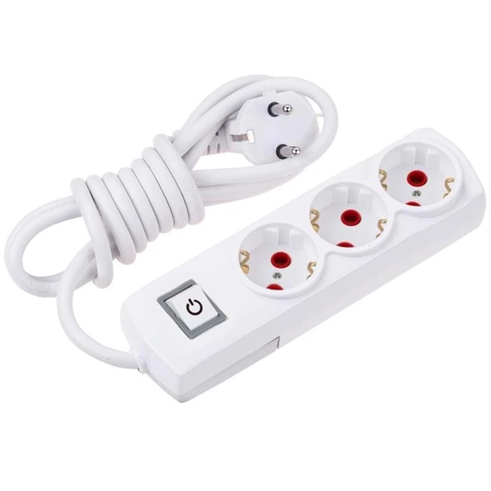 Eko GRUP-3005 3 Lü Anahtarlı Topraklı 5 Metre Priz