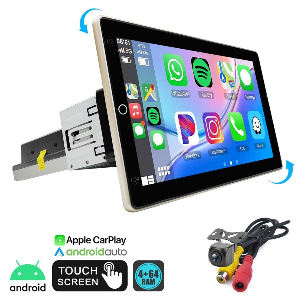 Rose DC-8610BT 10.1'' Android Oto Tablet 4-64 360 Döner Kafa Kameralı