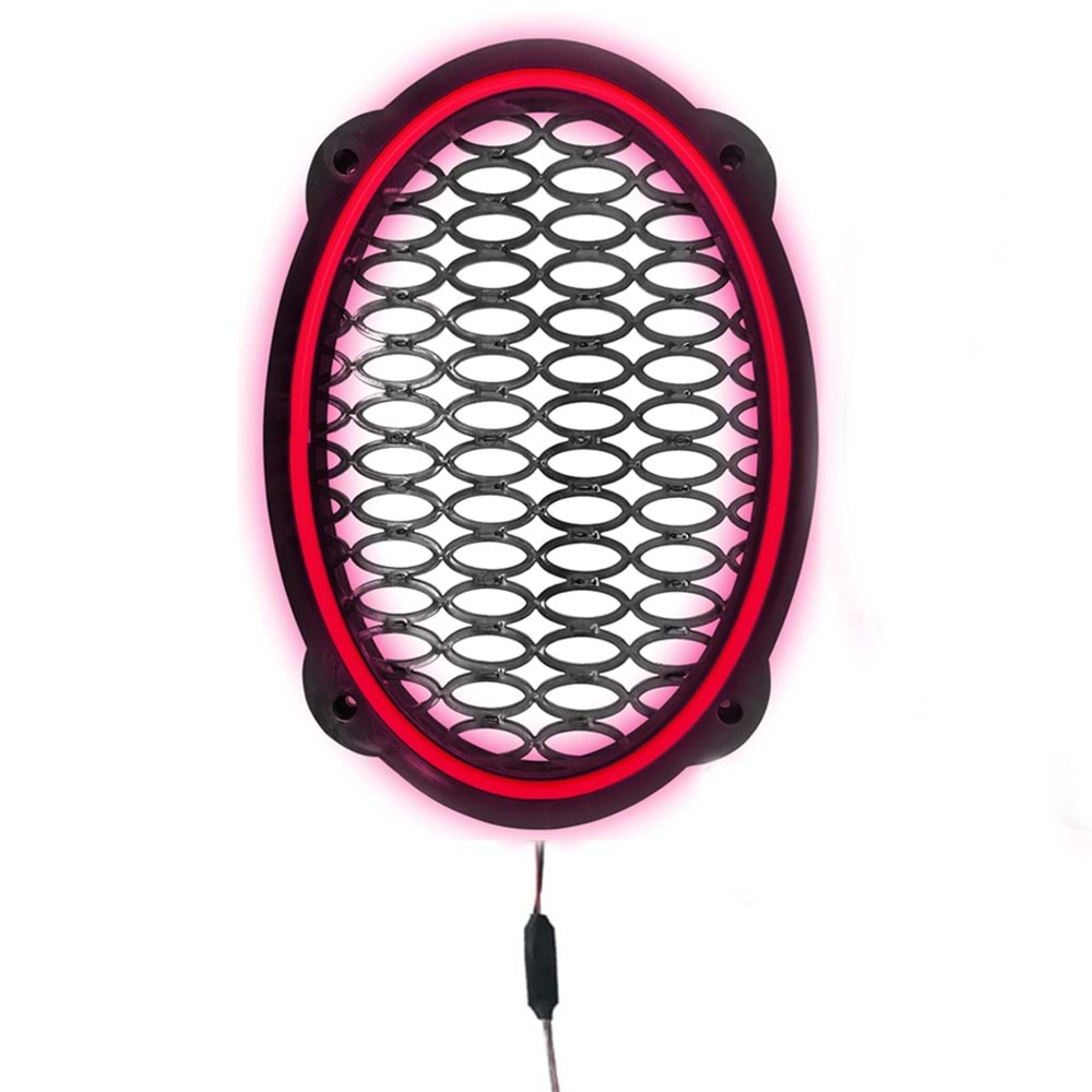 Avc Ledli Flaşörlü Hoparlör Kapak Oval 1 Adet 12V (Kırmızı)