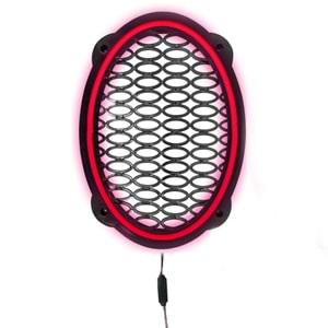 Avc Ledli Flaşörlü Hoparlör Kapak Oval 1 Adet 12V (Kırmızı)