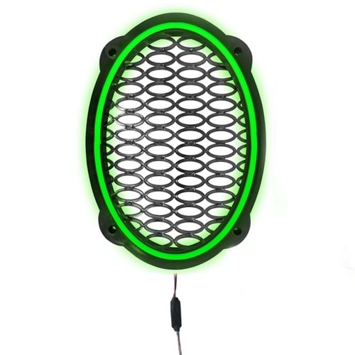 Avc Ledli Flaşörlü Hoparlör Kapak Oval 1 Adet 12V (Yeşil)