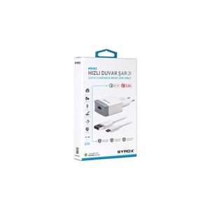 Syrox x-Q30 3.0A Hızlı Şarj Adaptör + Micro USB Kablo