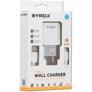 Syrox J48 Type-C Girişli 2.6A Hızlı Şarj Seti
