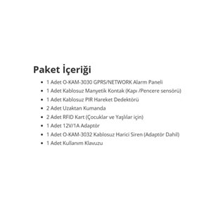 O-Kam 3030 Tuya App 4G Wi-fi Alarm Seti