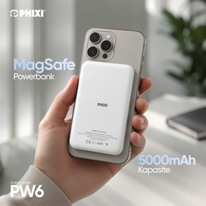 Phixi Force PW6 5000 mAh 15W Ultra İnce Manyetik Kablosuz Powerbank