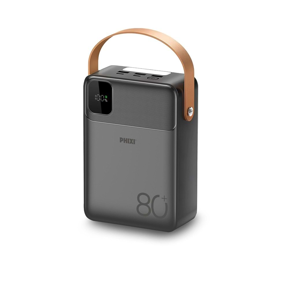 Phixi Ultimate P82 80.000mAh - Hızlı Şarj - Işıklı - LCD Ekranlı - Dahili Kablolu - Powerbank