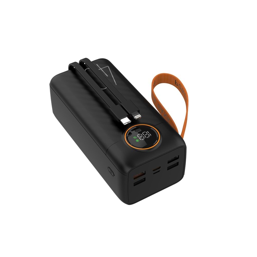 Phixi Force P42 40.000mAh 22.5W Hızlı Şarj Cihazı - Dahili Kablolu - Fast Powerbank - Dijital Ekran - Taşınabilir Şarj Cihazı
