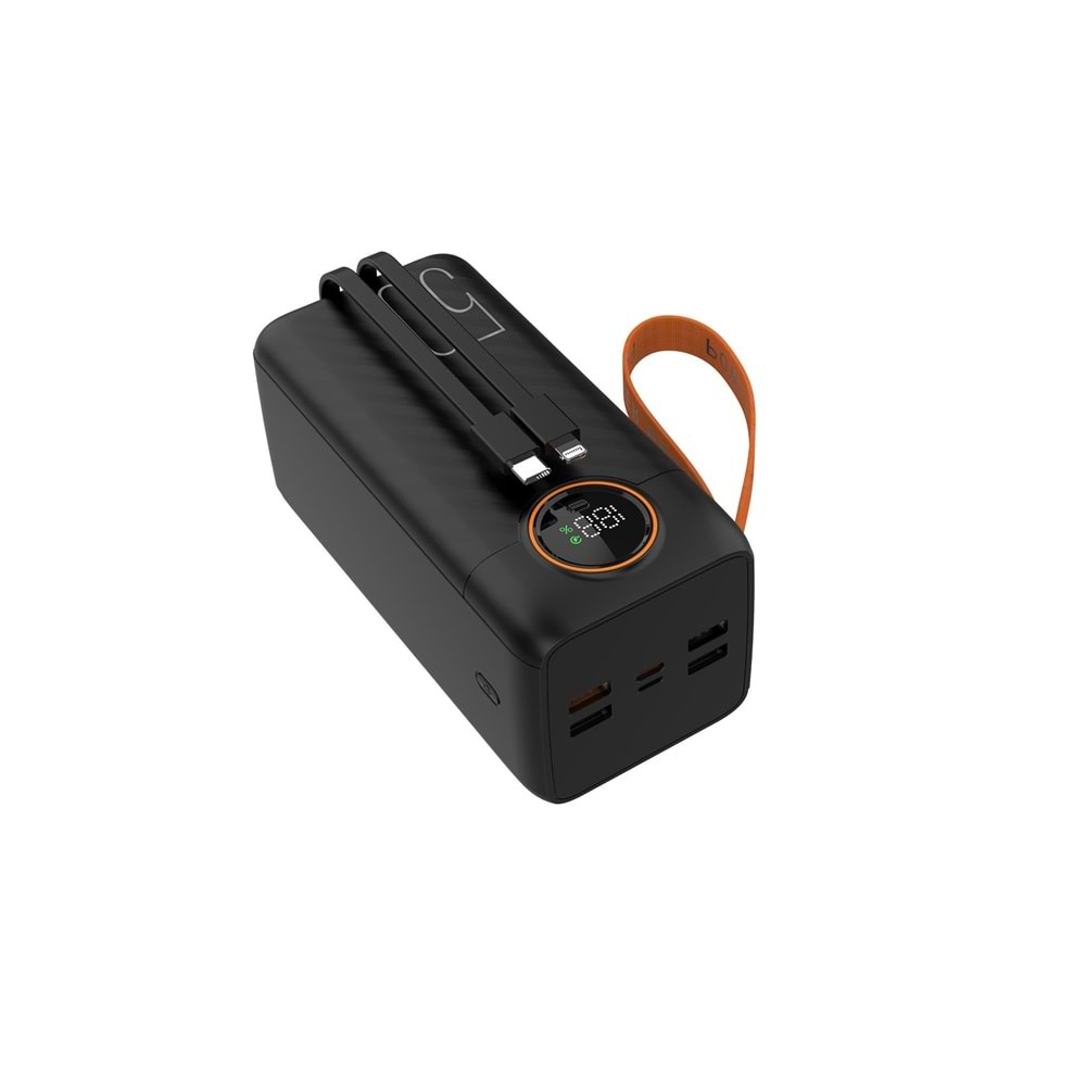 Phixi Force P52 50.000mAh 22.5W Hızlı Şarj Cihazı - Dahili Kablolu - Fast Powerbank - Dijital Ekran - Taşınabilir Şarj Cihazı