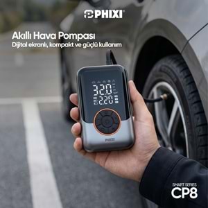 Phixi Smart CP8 150 PSI Dijital Ekranlı 3000 mAh Şarjlı Hava Kompresörü